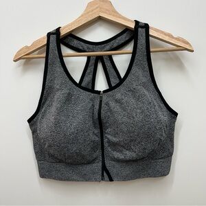 Soma Sport Seamless Zip Front Bra Wireless Heather Gray XXL